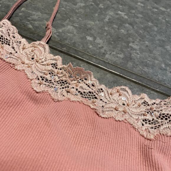 Vintage Y2K Abercrombie Lace Cami Tank Top XS Bundle Pink Cream Spaghetti Strap - Picture 2 of 11